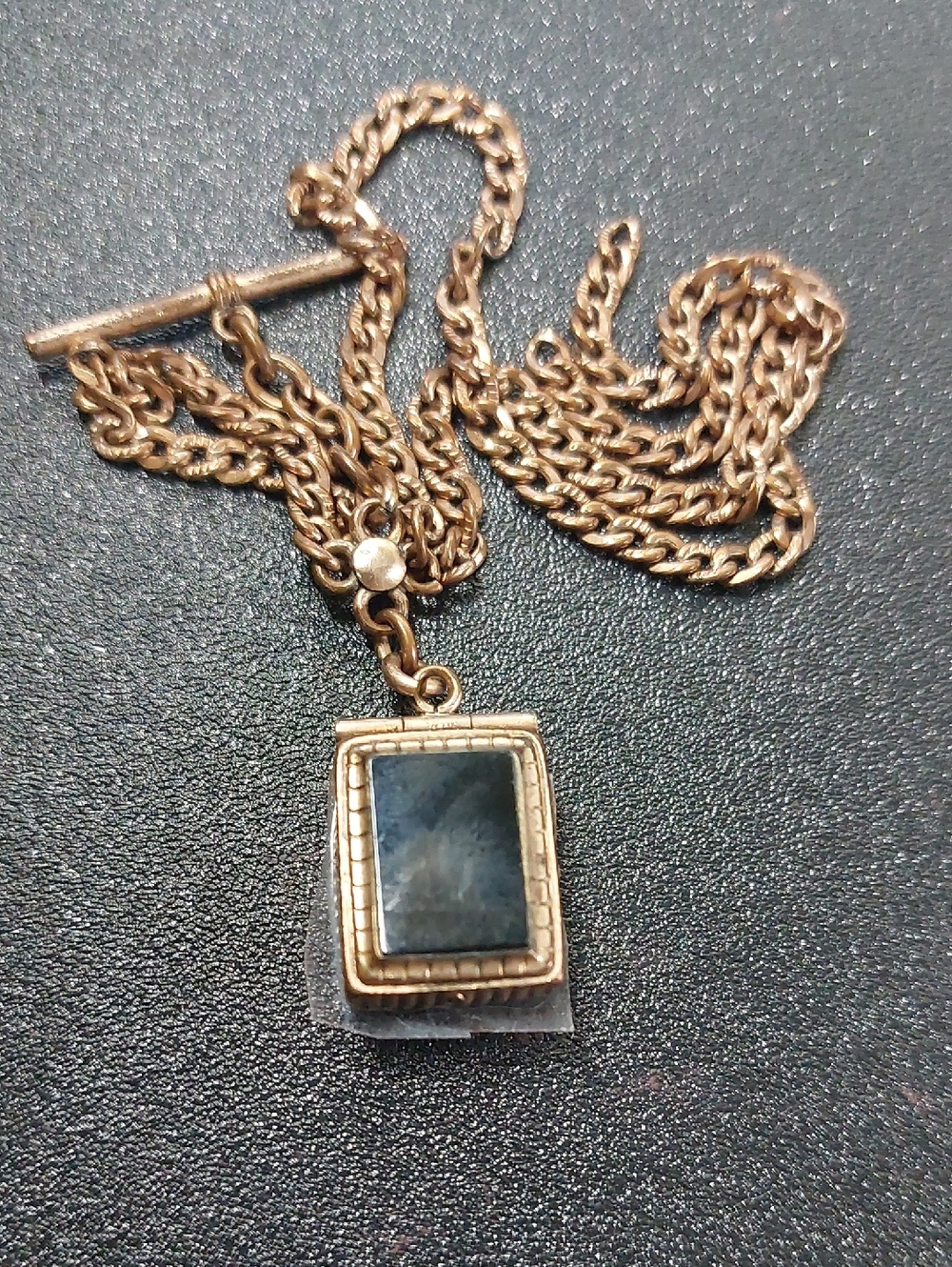 Victorian Diamond-Cut Curb Chain, Double Sided Fob w/T-Bar, Gold-filled, Unisex - Picture 15 of 15